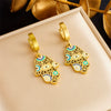Vintage Dripping Oil Hollow Fatima Hand Eye Pendant Accessories Earrings For Women Titanium Steel Electroplating
