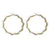 Vintage Elegant Geometric Pearl Wrapped Metal Earrings With Electroplated Finish Trendy Fashion Jewelry