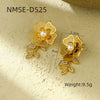 Vintage Elegant Leaf Flower Diamond Stainless Steel Electroplated Women's Earrings
