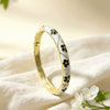 Vintage Enamel Clover Bracelet With Gold Plated Finish Elegant Floral Plant Design Fashion Jewelry