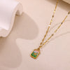 Vintage Enamel Floral Heart Pendant Necklace With Gold Plated Oshaped Chain For Women Elegant Retro Jewelry