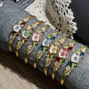 Vintage Enamel Flower Bracelet For Women Delicate Floral Jewelry With Sparkling Diamond Accents And Plated Finish