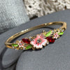 Vintage Enamel Flower Bracelet For Women Delicate Floral Jewelry With Sparkling Diamond Accents And Plated Finish
