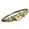 Vintage Enamel Flower Bracelet For Women Delicate Floral Jewelry With Sparkling Diamond Accents And Plated Finish