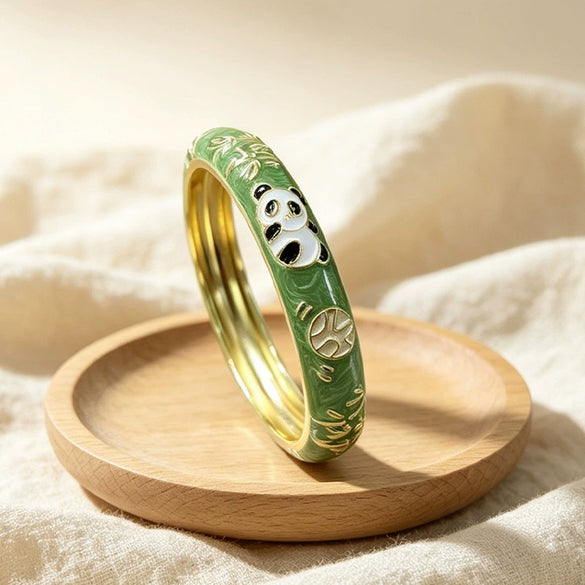 Vintage Enamel Panda Children's Bracelet With Playful Animal Design And Plated Finish Wholesale Jewelry Accessory