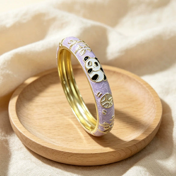 Vintage Enamel Panda Children's Bracelet With Playful Animal Design And Plated Finish Wholesale Jewelry Accessory
