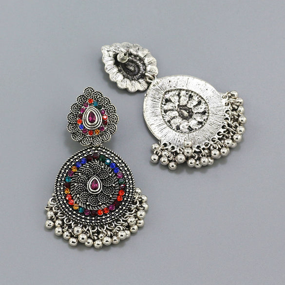 Vintage Ethnic Style Bell Tassel Water Drop Earrings For Women Alloy Material