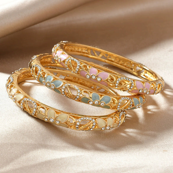Vintage Ethnic Style Fine Cloisonne Opening Enamel Bracelet Electroplated For Fashion Antique Gift Giving
