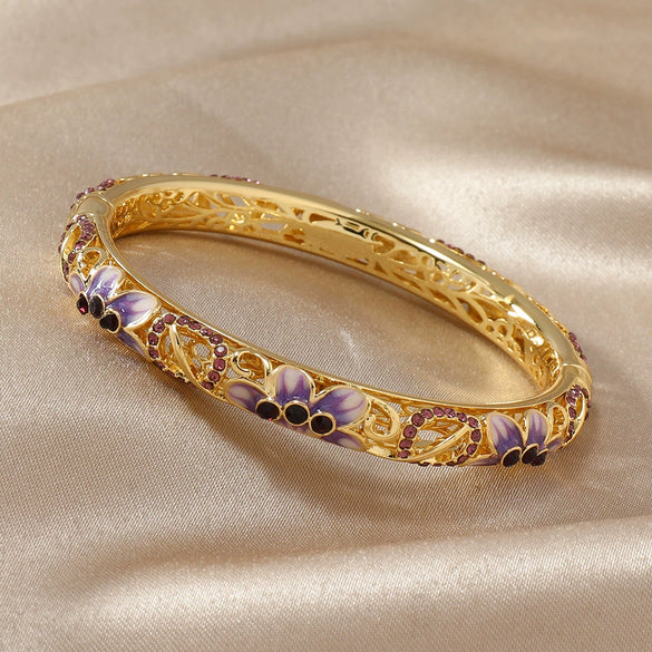 Vintage Ethnic Style Fine Cloisonne Opening Enamel & Oil Dripping Cheongsam Bracelet