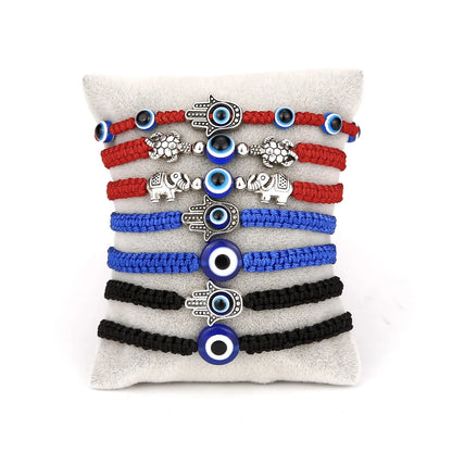 Vintage Evil Eye Palm Blue Eye Evil Eye Red Rope Woven Adjustable Bracelet