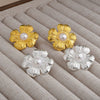Vintage Exaggerated Geometric Flower Earrings For Women Electroplated Copper Statement Jewelry