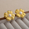 Vintage Exaggerated Geometric Flower Earrings For Women Electroplated Copper Statement Jewelry