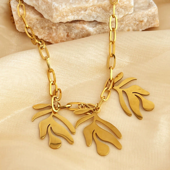 Vintage Exaggerated Metal Necklace Titanium Steel Gold Plated U Shape Jewelry