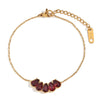 Vintage Fashion Geometric Stainless Steel 18K Gold Plated Red Diamond Pomegranate Seed Style Bracelet For Women