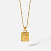 Vintage Fashion Ins Wind Stainless Steel And Titanium Steel Necklace With Square Embossed Angel Pendant And Geometric Design 18K Gold Electroplated