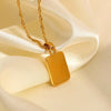 Vintage Fashion Ins Wind Stainless Steel And Titanium Steel Necklace With Square Embossed Angel Pendant And Geometric Design 18K Gold Electroplated