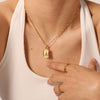 Vintage Fashion Ins Wind Stainless Steel And Titanium Steel Necklace With Square Embossed Angel Pendant And Geometric Design 18K Gold Electroplated