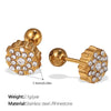 Vintage Fashion Women's 316L Stainless Steel Earrings Cross Round Inlaid Rhinestone 18K Gold Plated