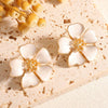 Vintage Floral Enamel Earrings With Three Dimensional Flower Design Alloy Dripping Glaze Earrings With Stainless Steel Posts For Women