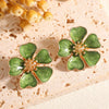 Vintage Floral Enamel Earrings With Three Dimensional Flower Design Alloy Dripping Glaze Earrings With Stainless Steel Posts For Women