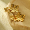Vintage French Palace Style Stainless Steel Petal Tassel Metal Earrings For Women With Electroplating