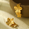 Vintage French Palace Style Stainless Steel Petal Tassel Metal Earrings For Women With Electroplating