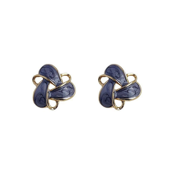 Vintage French Retro Geometric Triangle Copper Enamel Earrings For Women Elegant Electroplated Court Style Fashion Jewelry