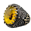 Vintage Geometric Black Agate Ring Two Tone Electroplated Copper Jewelry For Men And Women Wholesale