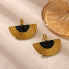Vintage Geometric Bow And Drop Earrings For Women Stainless Steel Enamel Natural Stone Jewelry