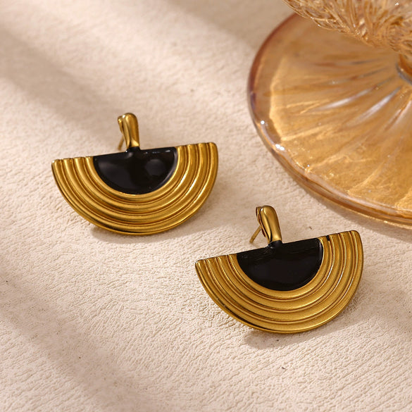 Vintage Geometric Bow And Drop Earrings For Women Stainless Steel Enamel Natural Stone Jewelry