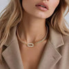 Vintage Geometric Copper Cuban Chain Necklace For Women Light Luxury Electroplated Fashion Necklace