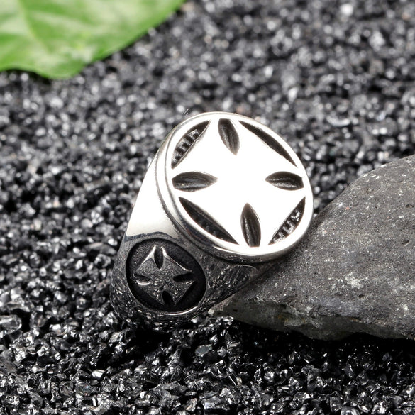 Vintage Geometric Cross Ring For Men And Unisex Titanium Steel Stainless Steel Electroplated Statement Ring