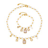 Vintage Geometric Digital Tag Shell Bead Titanium Steel 18K Gold Plated Jewelry Suit For Women
