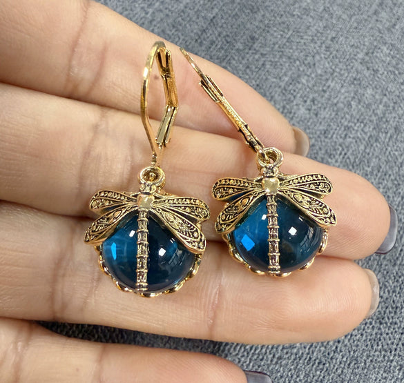 Vintage Geometric Dragonfly Alloy Earrings For Women Electroplated