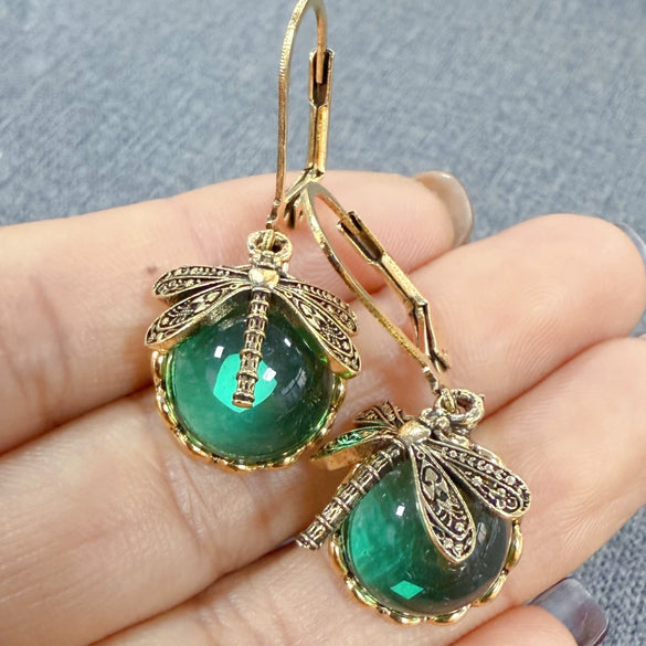 Vintage Geometric Dragonfly Alloy Earrings For Women Electroplated