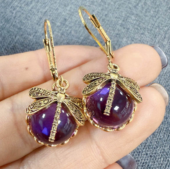 Vintage Geometric Dragonfly Alloy Earrings For Women Electroplated