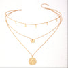 Vintage Geometric Drop Shape Alloy Disc Tassel Necklace With Rhinestone And Diamond Design