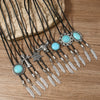 Vintage Geometric Handmade Turquoise Alloy Pendant Unisex Necklace With Regular Chain