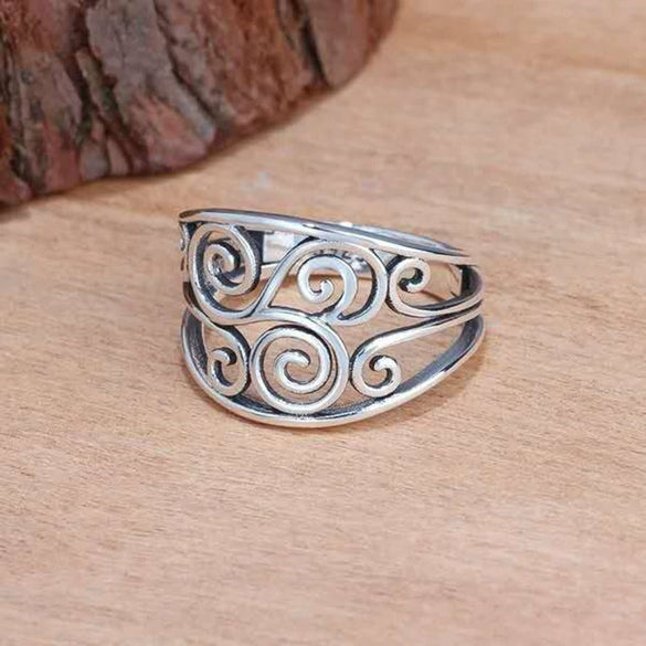 Vintage Geometric Metal Ring With Electroplated Celtic Pattern For Unisex Jewelry Wholesale