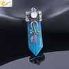 Vintage Geometric Natural Stone Sword Pendant Necklace With Electroplated Alloy Ball Chain Semi Precious Crystal Agate Tiger Eye Jewelry