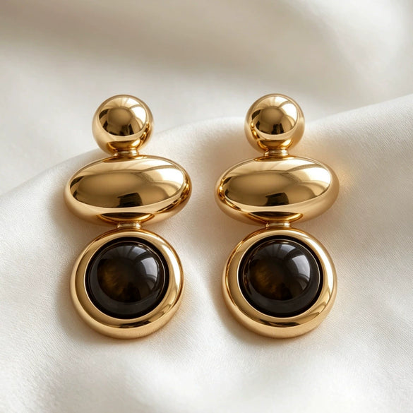 Vintage Geometric Plated Alloy Pendant Earrings With Stainless Steel Posts Exaggerated Statement Jewelry For Women
