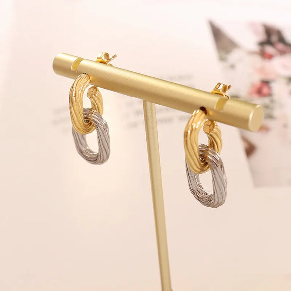 Fashion Geometric Plating Titanium Steel No Inlaid 18K Gold Plated Earrings
