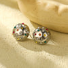 Vintage Geometric Stainless Steel Earrings With Electroplating Design