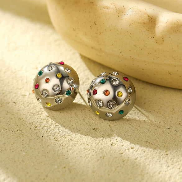 Vintage Geometric Stainless Steel Earrings With Electroplating Design