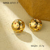 Vintage Geometric Stainless Steel Earrings With Electroplating Design