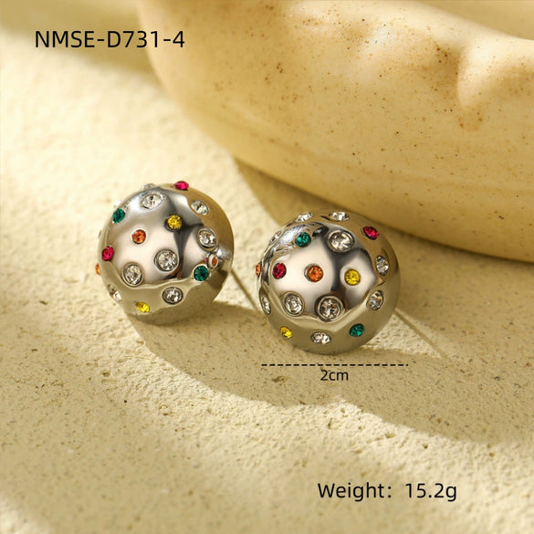 Vintage Geometric Stainless Steel Earrings With Electroplating Design