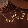 Vintage Geometric Stainless Steel Electroplated Heart Pendant Necklace For Women And Men With Bamboo Chain In Maillard Style