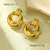 Vintage Geometric Stainless Steel 18K Gold Electroplated Earrings And Ring