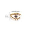 Vintage Gold Plated Enamel Devil's Eye Zircon Open Ring Adjustable Exaggerated Retro Unisex Statement Finger Jewelry