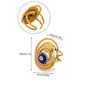 Vintage Gold Plated Enamel Devil's Eye Zircon Open Ring Adjustable Exaggerated Retro Unisex Statement Finger Jewelry